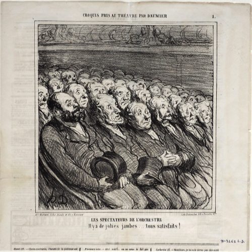 Honoré Daumier (Künstler*in), Les spectateurs de l'orchestre.
Il y a de jolies jambes.... tous satisfaits!, 09.04.1864