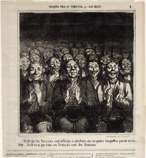 Honoré Daumier (Künstler*in), - On dit que les Parisiens sont difficiles à satisfaire, sur ces quatre banquettes pas un mécontent.. - il est vrai que tous ces Français sont des Romains., 13.02.1864