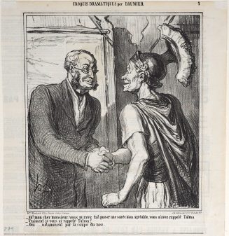 - Ah! mon cher monsieur, vous m'avez fait passer une soirée bien agréable, vous m'avez rappelé Talma.
- Vraiment je vous ai rappelé Talma?
- Oui.... notamment par la coupe du nez.