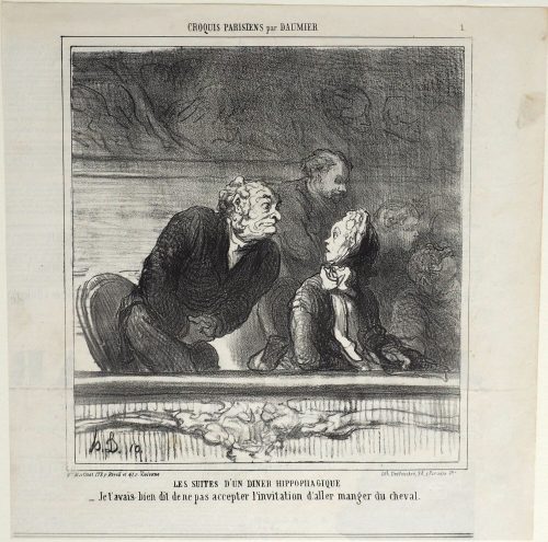 Honoré Daumier (Künstler*in), Les suites d'un diner hippophagique
- Je t'avais bien dit de ne pas accepter l'invitation d'aller manger du cheval., 08.04.1865