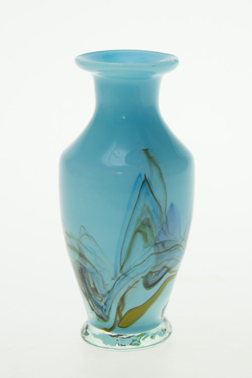 China, Snowflakes (Ausführung), Hellblaue Vase mit Marmorierung, um 2000