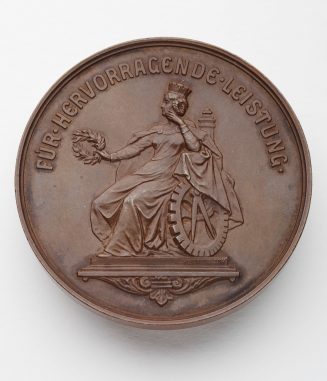 Medaille der Kunst- und Gerwerbeausstellung 1880 im Originaletui (Vorderseite)