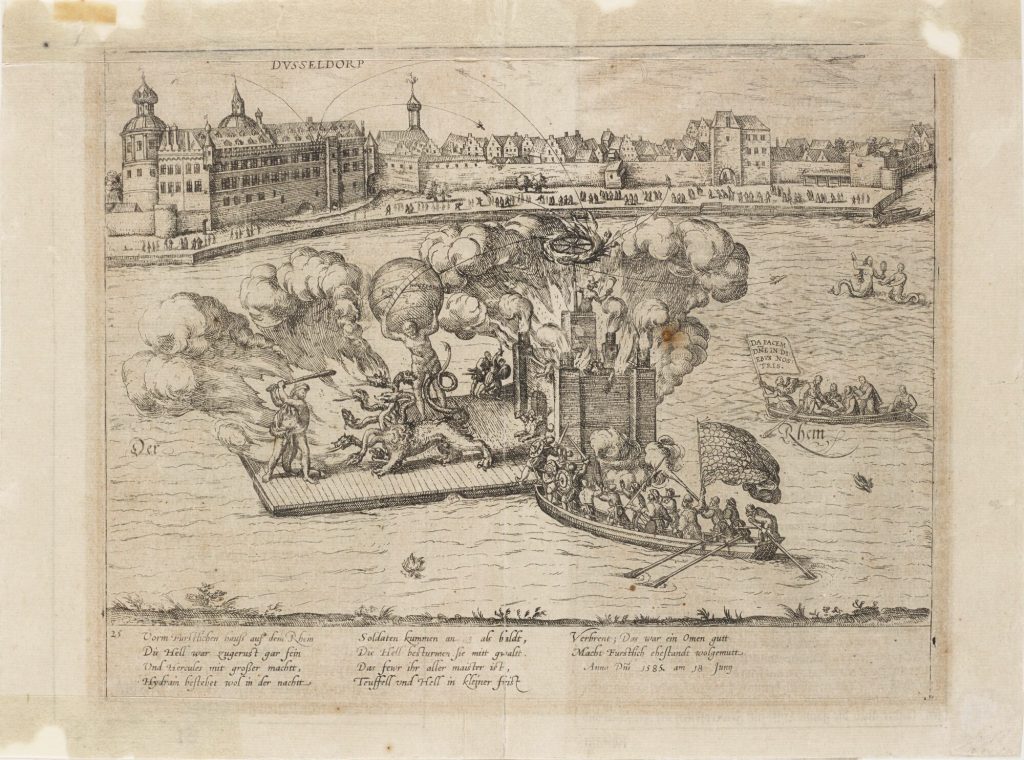 Beschreibung derer Fürstlicher Güligscher ec. Hochzeit: Feuerwerk auf dem Rhein am 18. Juni 1585