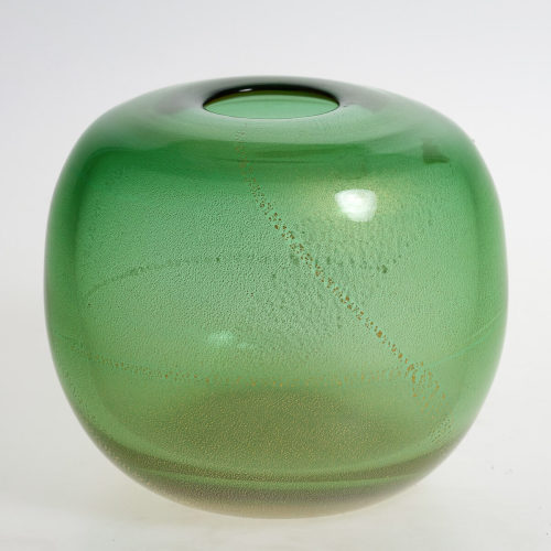 Laura Diaz de Santillana (Entwurf), Grüne Vase mit Blattgoldauflage, um 1980