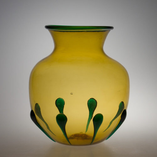 M.V.M. Cappellin & C. (Ausführung), Gelbe Vase mit grünen "goccioloni", ca. 1924