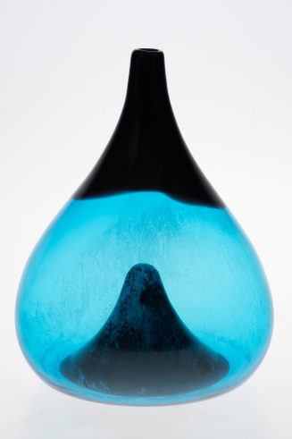 Blaue Einblumenvase