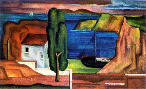 Franz Monjau (Künstler*in), Südliche Landschaft, 1929