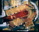 Marita Reinhold: St. Lambertus Düsseldorf, Acryl, Schlagmetall/Leiwand, 100 x 120 cm, 1999