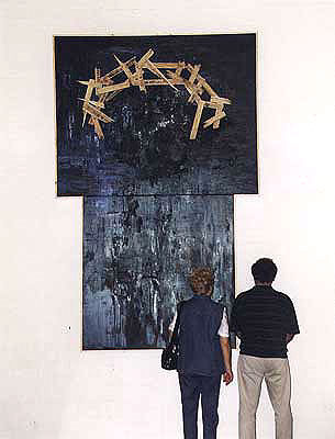 Yong-Chang Chung: Sieger, Öl u. Holz auf Leinwand, 200 x 350 cm, 1999