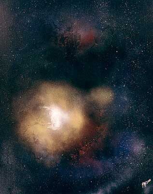 Martina Müller-Blecher: Fossiler Orionnebel, Acryl/Lack, 100 x 120 cm, 2000