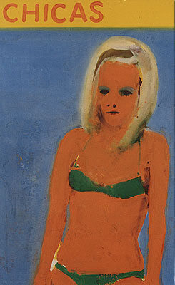 Robert Butzelar: chicas, Acryl/Nessel, 162 x 100 cm, 2000