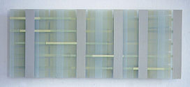 Gaby Terhuven: G9/01', Öl auf Glas, 20x50x2.8cm, 2001