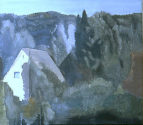 Wang Tschiang: Landschaft, Öl auf Nessel, 54x60cm, 2003