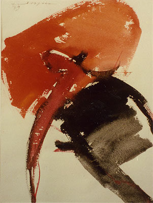 Edith Hultzsch: Corrida, 1976, 36x48cm, Gouache auf Papier