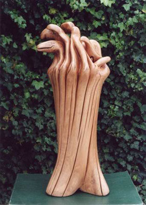 Alphons Heinze: Evolution, 100 x 40 x 40 cm, Holz, 2005