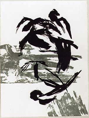 Wolfgang Adam: Sprungbrett, Lithografie/Holzschnitt, 2001