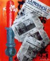 Wolgang Wimhöfer: La Provincia, Acryl/Zeitung/Leinwand, 50 x 60 cm, 2002