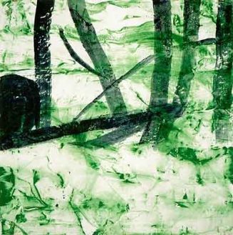 Hedwig Rogge: Wald, Düsseldorf 2003, 2 x 2m, Pigmente und Acryl auf Papier