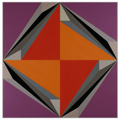 Helmut Sundhaußen: Vierfach, 1986, 120 x 120 cm, Acryl / Leinen