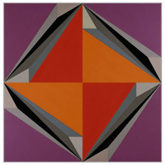 Helmut Sundhaußen: Vierfach, 1986, 120 x 120 cm, Acryl / Leinen