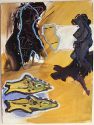 Sigi Zahn: Europa kokettiert mit den Zwillingen, Gouache / Papier, 33x25cm, 1999