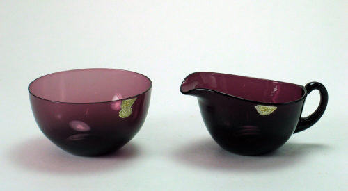 Gullaskrufs Glasbruk (Ausführung), Zuckerschale und Sahnegießer, 1960–1970