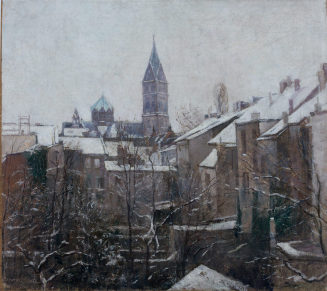 German Grobe, Die Rochuskirche in Düsseldorf bei Schnee, um 1922 bis 1934, Kunstpalast, Düsseld ...