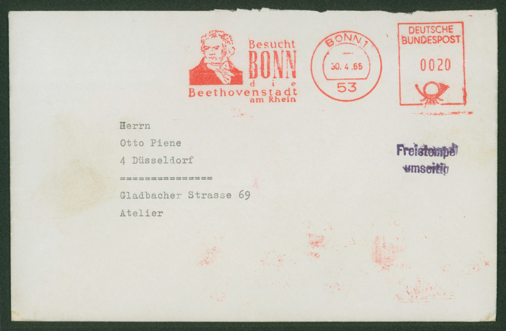 Korrespondenz von der Stadt Bonn an Otto Piene