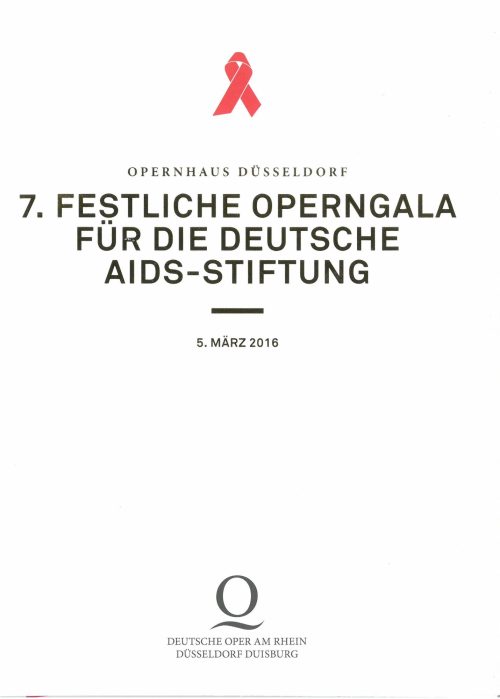 Programmheft zur 7. Festlichen Operngala für die Deutsche Aids-Stiftung. 5. März 2016, Opernhau ...