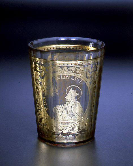 Unbekannt (Ausführung), Zwischengoldglas mit Brustbild des Heiligen Ignatius, um 1730