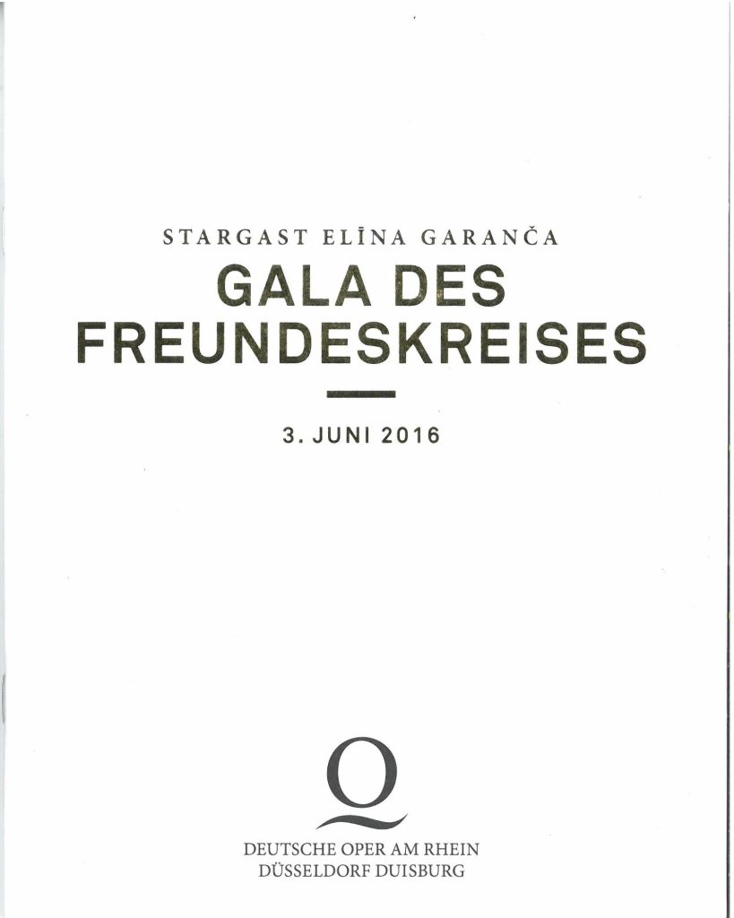 Programmheft zur Gala des Freundeskreises - mit dem Stargast Elena Granca. 3. Juni 2016 Opernha ...