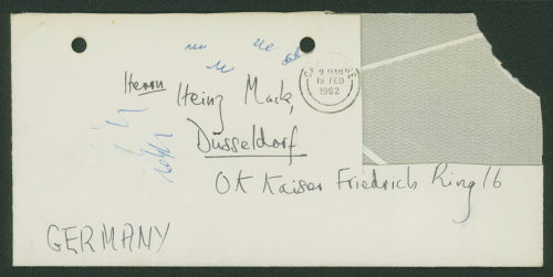 David Melland (Absender*in), Korrespondenz von David Melland an Heinz Mack, 18.02.[1962]