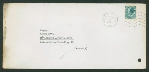 Premio Marzotto (Absender*in), Korrespondenz vom Premio Marzotto an Heinz Mack, 10.03.1964