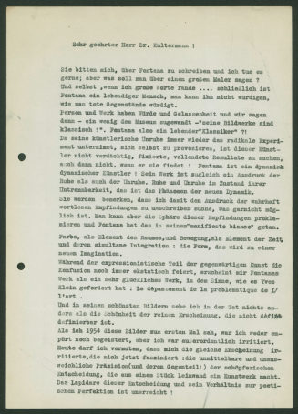 Korrespondenz von Heinz Mack an [Udo] Kultermann