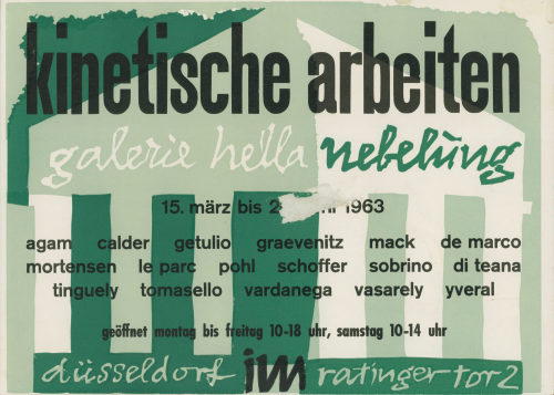 Galerie Hella Nebelung (Beteiligte Institution), Kinetische Arbeiten. Galerie Hella Nebelung, Düsseldorf, 15.03.-2?.06.1963, 1963