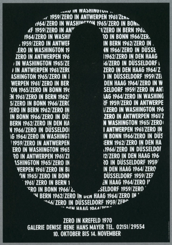 ZERO in Krefeld 1970. Galerie Denise Réne Hans Mayer, Krefeld, 10.10.-14.11.1970