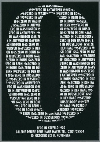 ZERO in Krefeld 1970. Galerie Denise Réne Hans Mayer, Krefeld, 10.10.-14.11.1970