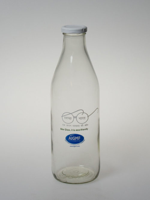 Hindustan National Glass & Industries Ltd. (Ausführung), Pfandflasche mit Werbung für Umweltbewusstsein, 2015–2016