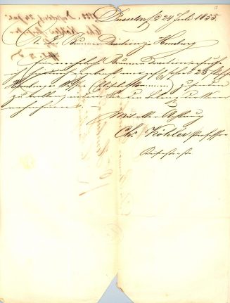 Korrespondenz von Christian Köhler an die Brunnen-Verwaltung zu Bad Homburg v. d. H