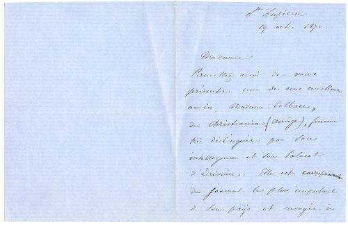 Brief von  Marie d' AGOULT,1870, Vorderseite