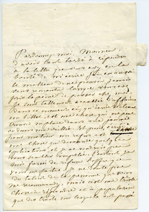 Brief von George Sand an M. Destigny de Caen, 1. Seite