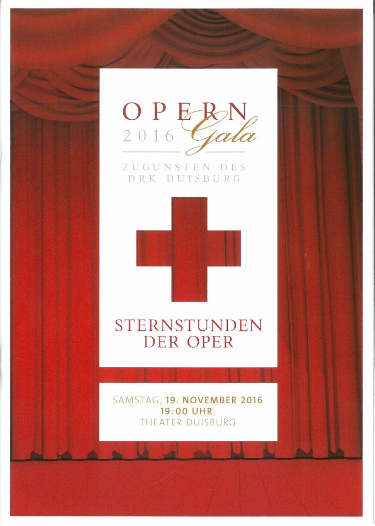 Programmheft zur Operngala 2016 zugunsten des DRK Duisburg, 19. November 2016 im Theater Duisbu ...