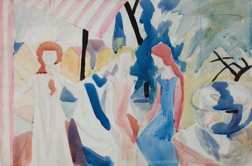 August Macke (Künstler*in), Vier Mädchen auf einer Altane, 1913