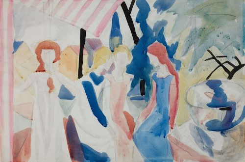 August Macke (Künstler*in), Vier Mädchen auf einer Altane, 1913