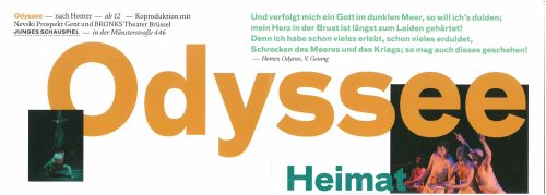 Programmheft zu "Odyssee" nach Homer. Düsseldorfer Premiere am 29. Oktober 2016 im Jungen Schau ...