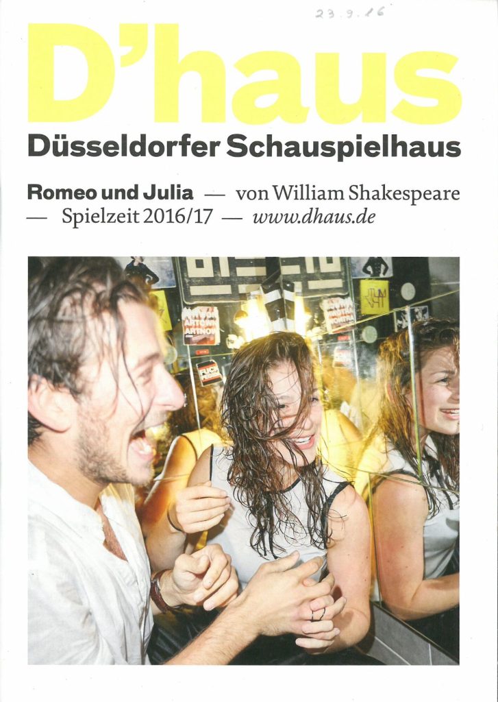 Programmheft zu "Romeo und Julia" - Tragödie von William Shakespeare. Premiere am 23. September ...