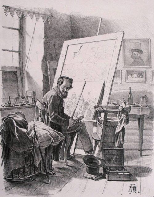 Henry Ritter (Künstler*in), Johann Peter Hasenclever in seinem Atelier, 1845