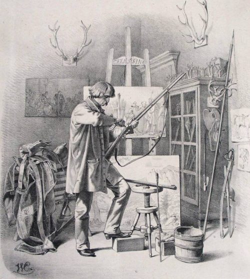 Wilhelm Camphausen (Künstler*in), Carl Friedrich Lessing in seinem Atelier, 1845