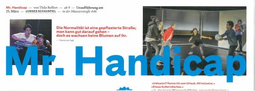 Programmheft zu "Mr. Handicap" von Thilo Reffert. Uraufführung am 25. März 2017, Junges Schausp ...