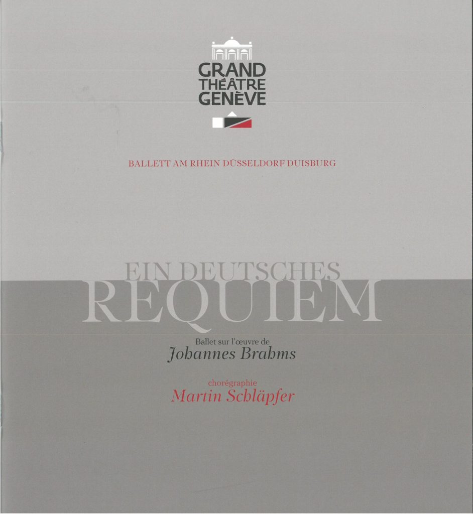 Programmheft zu "Ein Deutsches Requiem"  Baööet sir ö'oeuvre de Johannes Brahms. Choreographie  ...